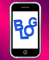 Image showing Blog On Phone Shows Blogging Or Weblog Websites