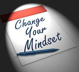 Image showing Change Your Mind set Notebook Displays Positivity Or Positive At