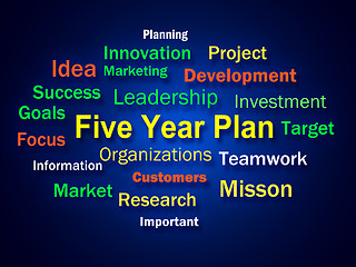 Image showing Five Year Plan Brainstorm Means Strategy For Next 5 Years