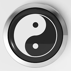 Image showing Ying Yang Button Means Spiritual Peace Harmony