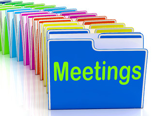 Image showing Meetings Folders Means Talk Discussion Or Conference