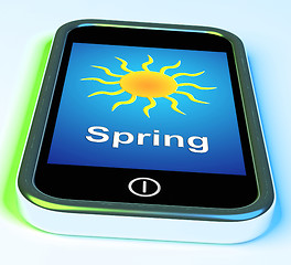 Image showing Spring On Phone Means Springtime Season