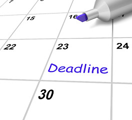 Image showing Deadline Calendar Means Target And Due Date