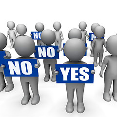 Image showing Characters Holding No Yes Signs Show Indecision Or Confusion