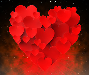 Image showing Heart Made With Hearts Means Beautiful Marriage Or Passionate Re