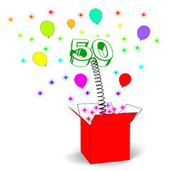 Image showing Number Fifty Surprise Box Shows Fiftieth Birthday Or Birth Anniv