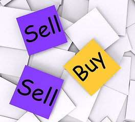 Image showing Buy Sell Post-It Notes Show Business Transactions