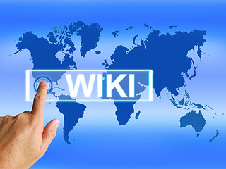 Image showing Wiki Map Means Internet Education and Encyclopaedia Websites