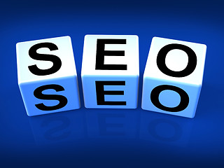Image showing SEO Blocks Represent Search Engine Optimization Online