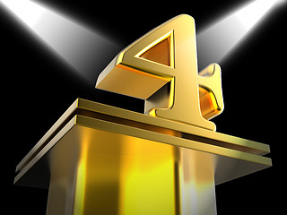 Image showing Golden Four On Pedestal Means Movie Awards Or Prizes