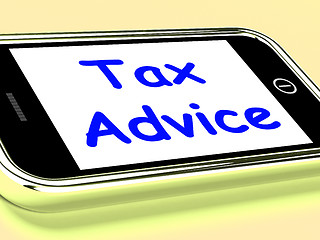 Image showing Tax Advice On Phone Shows Taxation Help Online