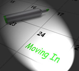 Image showing Moving In Calendar Displays New House Or Place Of Residence