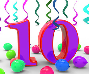 Image showing Number Ten Party Means Birthday Party Decorations And Adornments