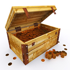 Image showing Chest Of Coins Blank For Copy Space