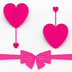 Image showing Two Hearts With Bow Show Decorative And Sweet Love Declaration