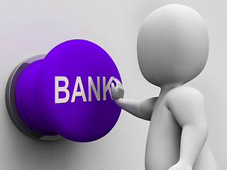 Image showing Bank Button Means Transactions Savings And Interest