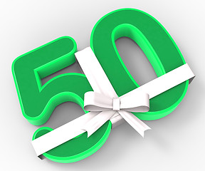 Image showing Number Fifty With Ribbon Displays Fiftieth Birthday Celebration 