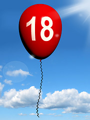 Image showing 18 Balloon Represents Eighteenth Happy Birthday Celebration