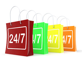 Image showing Twenty Four Seven Shopping Bags Shows Open 24/7