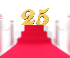 Image showing Golden Twenty Five On Red Carpet Displays Movie Anniversary Or R