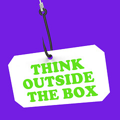 Image showing Think Outside The Box On Hook Shows Imagination And Creativity