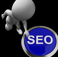 Image showing SEO Button Shows Internet Search Engine Optimisation