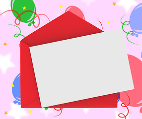 Image showing Red Envelope With Note Means Romantic Correspondence Or Love Let