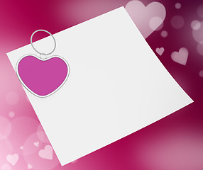 Image showing Heart Clip On Note Means Valentines Card Or Romantic Letter