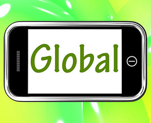 Image showing Global Smartphone Shows Worldwide Or Across The Globe