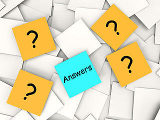 Image showing Questions Answers Post-It Notes Show Asking And Finding Out