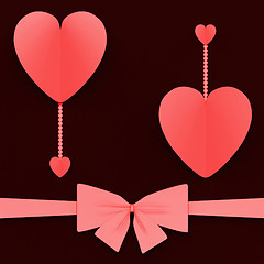 Image showing Two Hearts With Bow Mean Lovely Surprise Or Romantic Gift