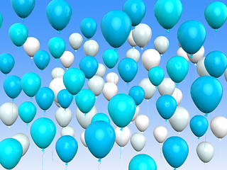 Image showing Floating Light Blue And White Balloons Mean Argentinean Flag Or 