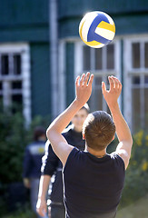 Image showing Boys play volley ball