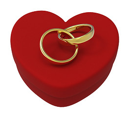 Image showing Wedding Rings On Heart Box Show Engagement And Marriage