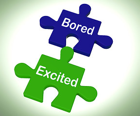 Image showing Bored Excited Puzzle Means Exciting And Fun Or  Boring