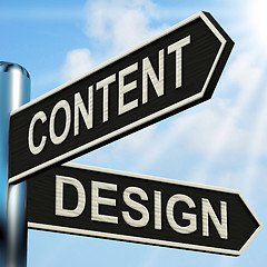 Image showing Content Design Signpost Means Message And Graphics