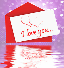 Image showing I Love You On Envelope Displays Valentines Card Or Romantic Lett