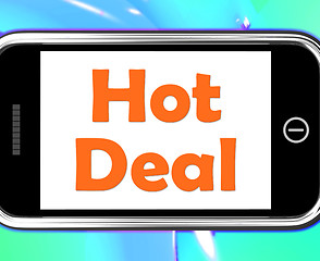 Image showing Hot Deal On Phone Shows Bargains Sale And Save