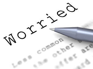 Image showing Worried Word Means Troubled Bothered Or Distressed