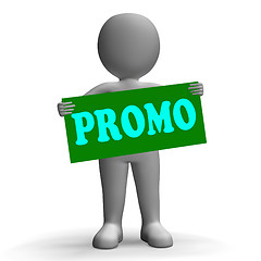 Image showing Promo Sign Character Shows Special Promotions And Discounts
