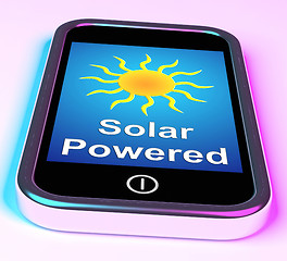 Image showing Solar Powered On Phone Shows Alternative Energy And Sunlight