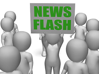 Image showing News Flash Board Character Means Breaking Or Last Minute News