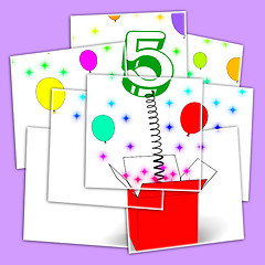 Image showing Number Five Surprise Box Displays Surprise Party Or Festivity