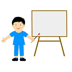 Image showing Boy With Brush Means School Boy Artist Or Creative Art