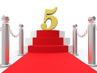 Image showing Golden Five On Red Carpet Means Movie Industry Awards Or Prizes