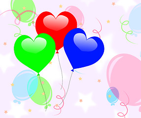 Image showing Colourful Heart Balloons Mean Romantic Party Or Celebration