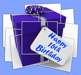 Image showing Happy 16th Birthday Gift Displays Congratulations Age Sixteen