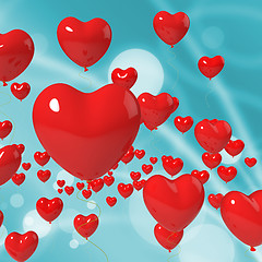 Image showing Heart Balloons On Background Shows Valentines Decoration Or Cele