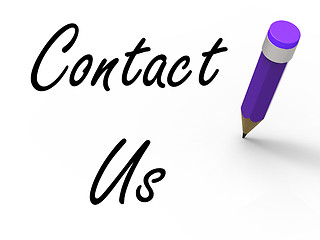 Image showing Contact Us Sign with Pencil Shows Customer Care