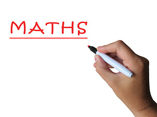 Image showing Maths On Whiteboard Means Mathematics Teaching Or Lesson